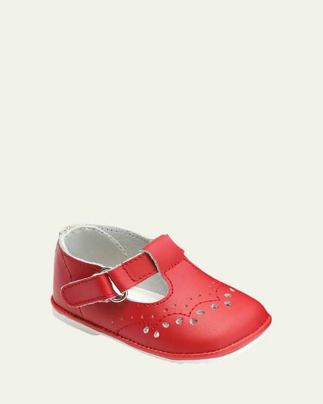 Girl's Birdie Leather T-Strap Brogue Mary Jane, Baby